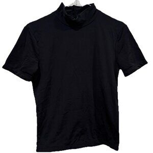 Women’s SISLEY black Blouse Top Shirt Turtleneck‎ Shirtsleeve Size Small Y2K